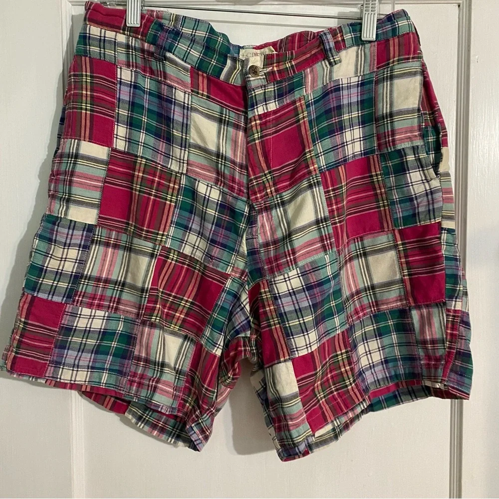 J. Crew Vintage Madras Patchwork Plaid Cotton Preppy Nautical Men’s Shorts 34